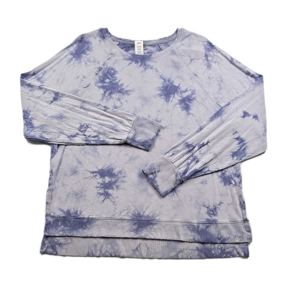 JoyLab Womens L Purple & Blue Tie Dye Loose Fit Ultra Soft Stretch Sweatshirt